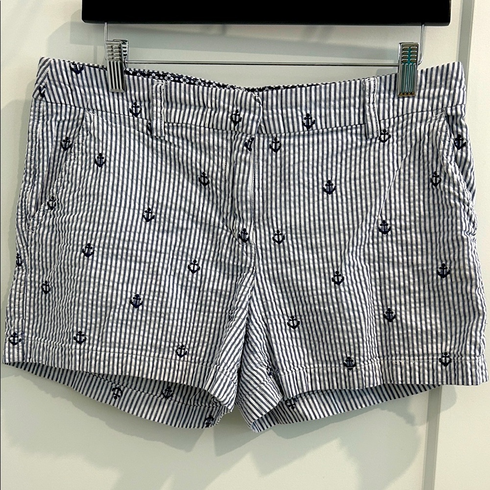 British Khaki Seersucker Anchor/ Sailor Chino Shorts |Size 10
